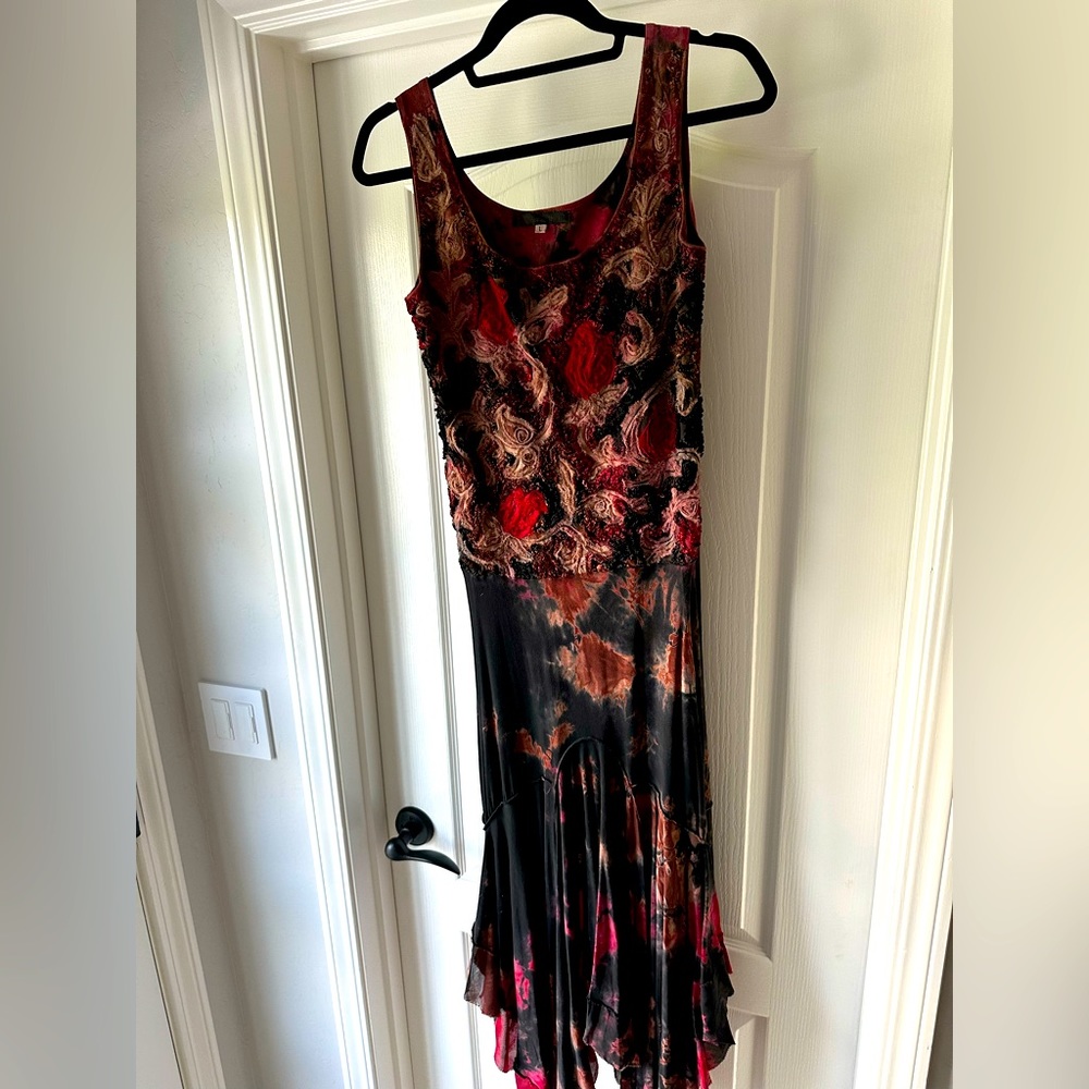 Tango ready red and black rose maxi dress